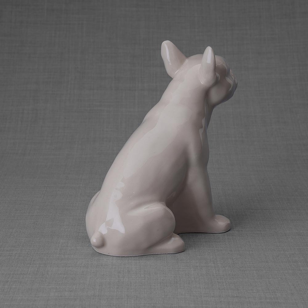 French Bulldog Pet Urn for Ashes in Cream Back Right