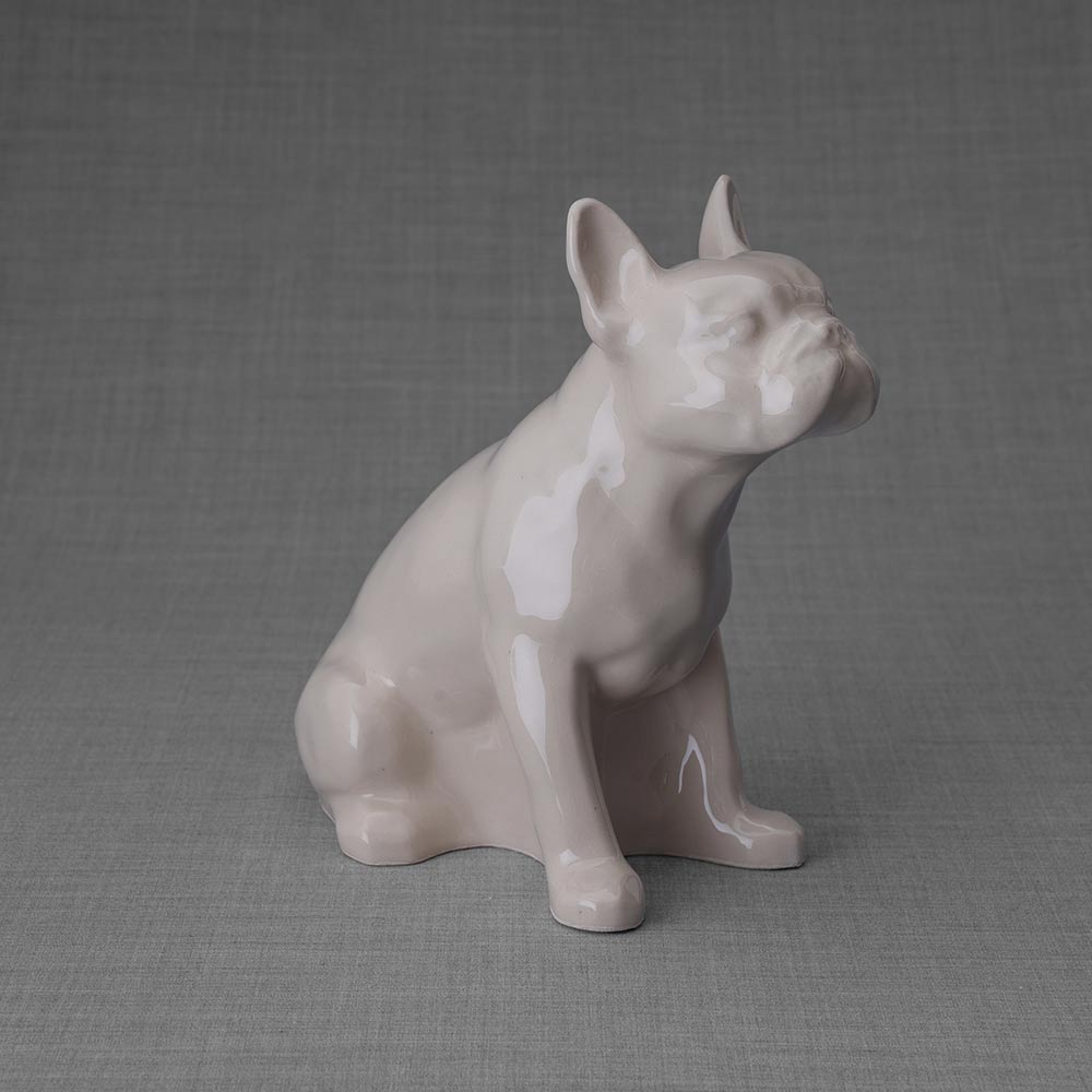 French Bulldog Pet Urn for Ashes in Cream Right