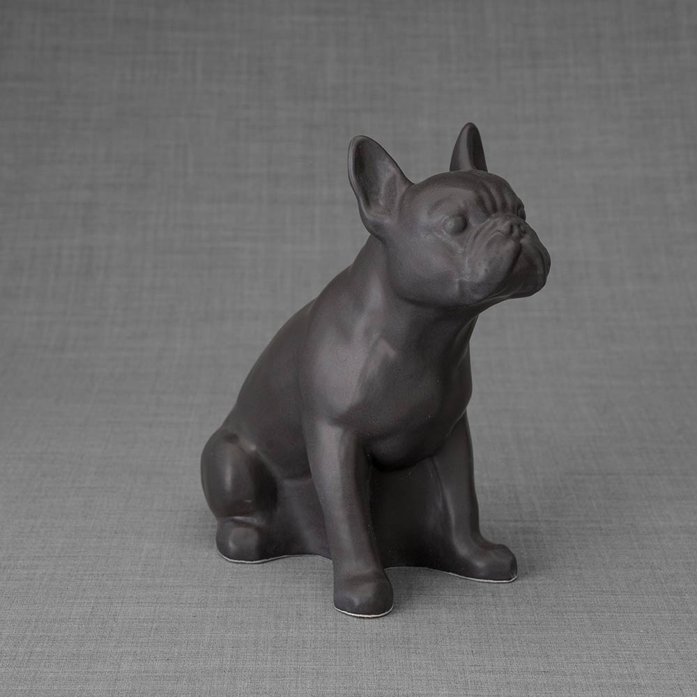 French Bulldog Pet Urn for Ashes in Matte Grey Right