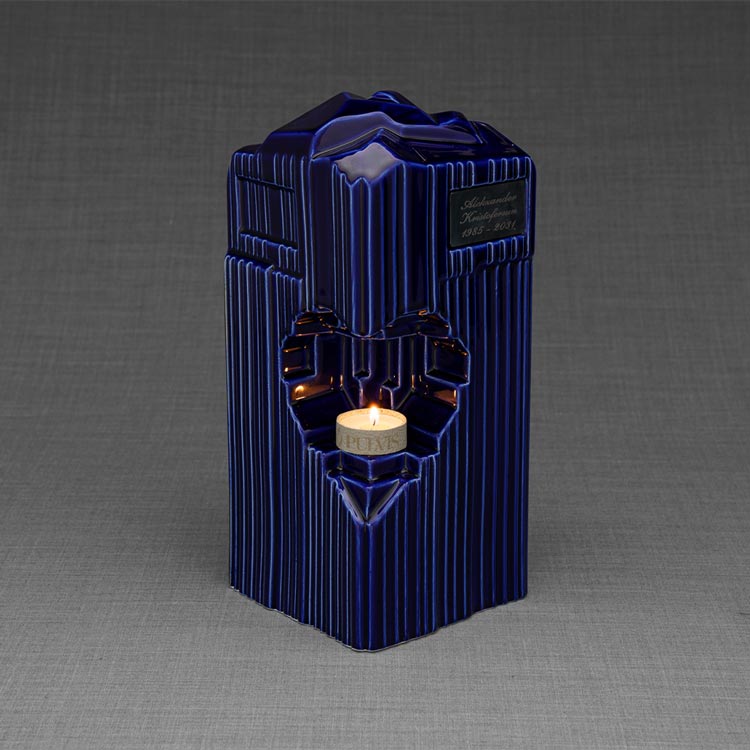 Heart Cremation Urn for Ashes Companion Metallic Blue Single