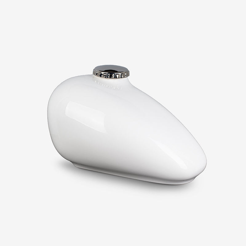 Modern Motorcycle Fuel Tank Cremation Urn - Elegant White