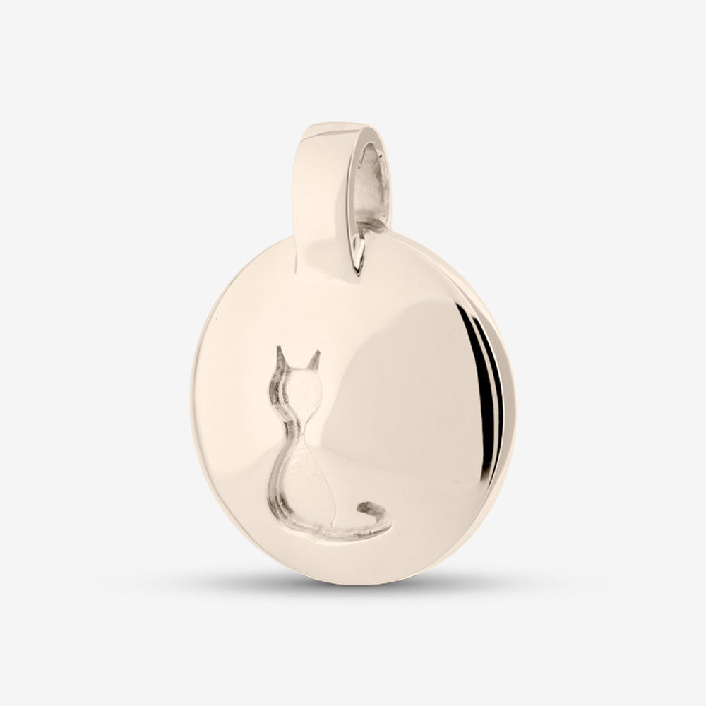 Self fill Cat Memorial Ashes Pendant in White Gold