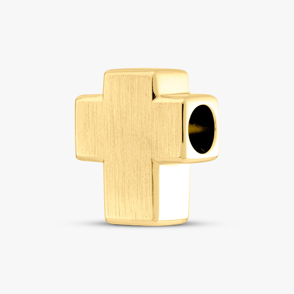 Self fill Cross Memorial Ashes Charm Bead in gold