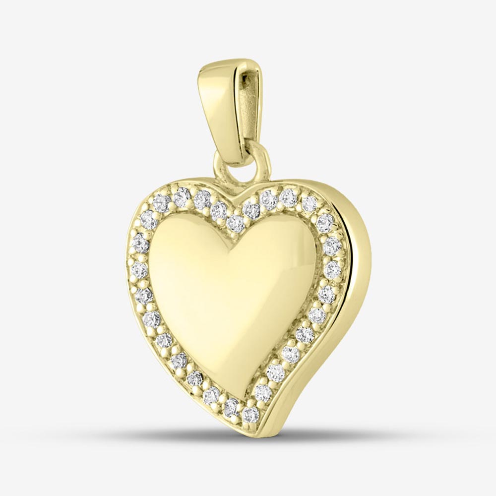 Self fill Crystal Edge Heart Memorial Ashes Pendant in Gold