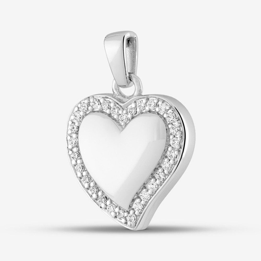 Self fill Crystal Edge Heart Memorial Ashes Pendant in Silver