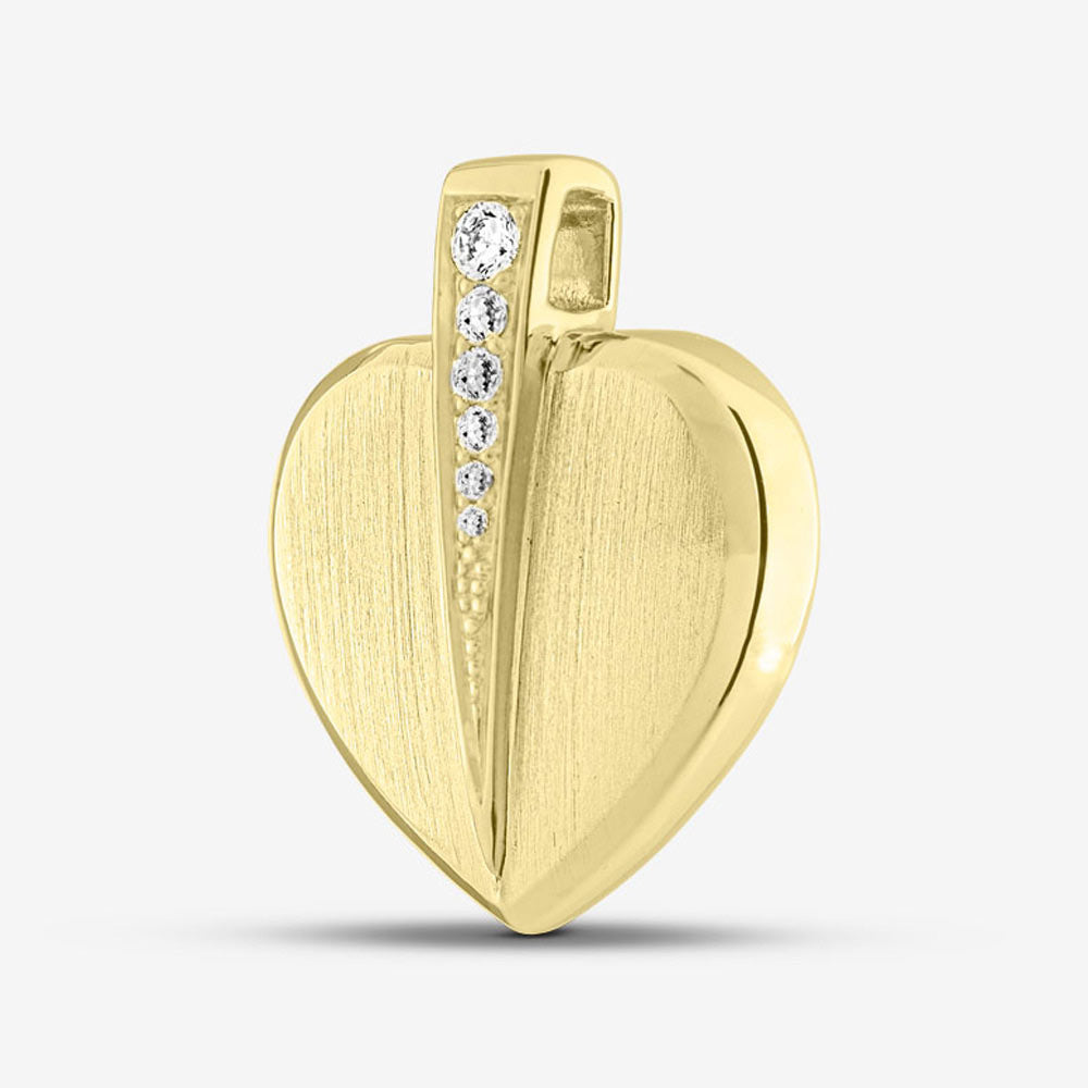 Self fill Crystal Embraced Heart Memorial Ashes Pendant in Gold