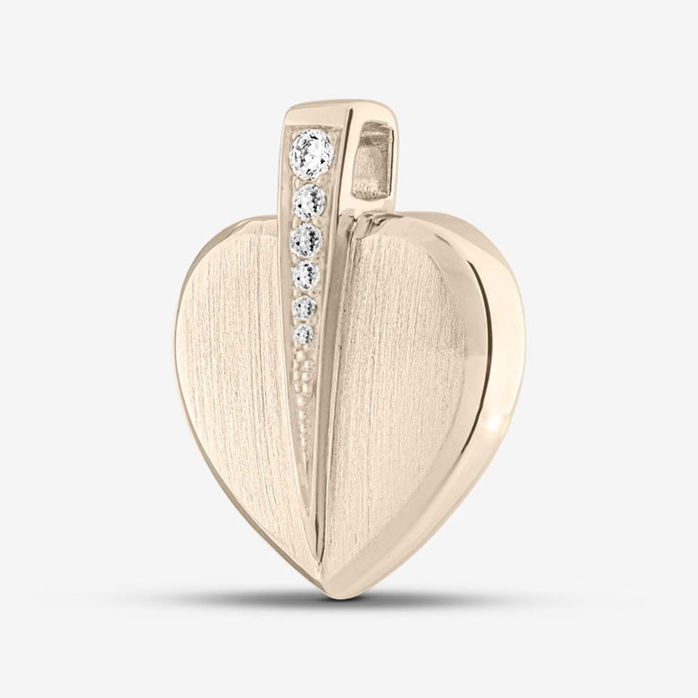 Self fill Crystal Embraced Heart Memorial Ashes Pendant in White Gold