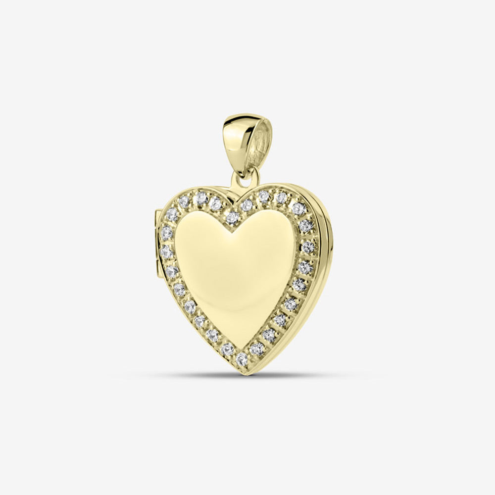 Self fill Crystal Heart Locket Memorial Ashes Pendant Closed in Gold