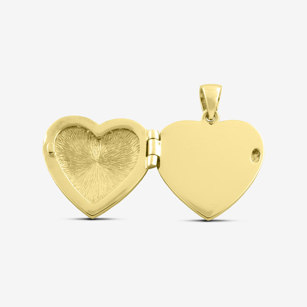 Self fill Crystal Heart Locket Memorial Ashes Pendant Open in Gold