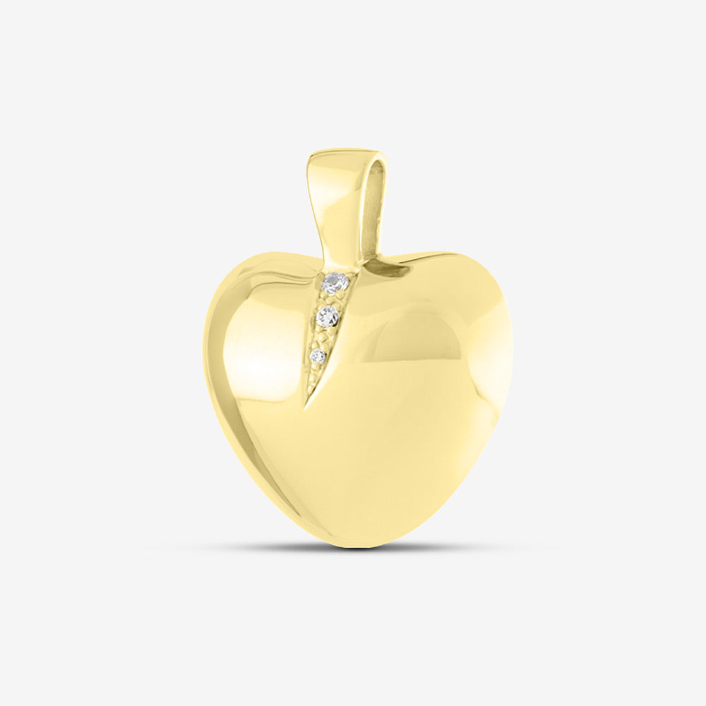 Self fill Crystal Heart Memorial Ashes Pendant in Gold