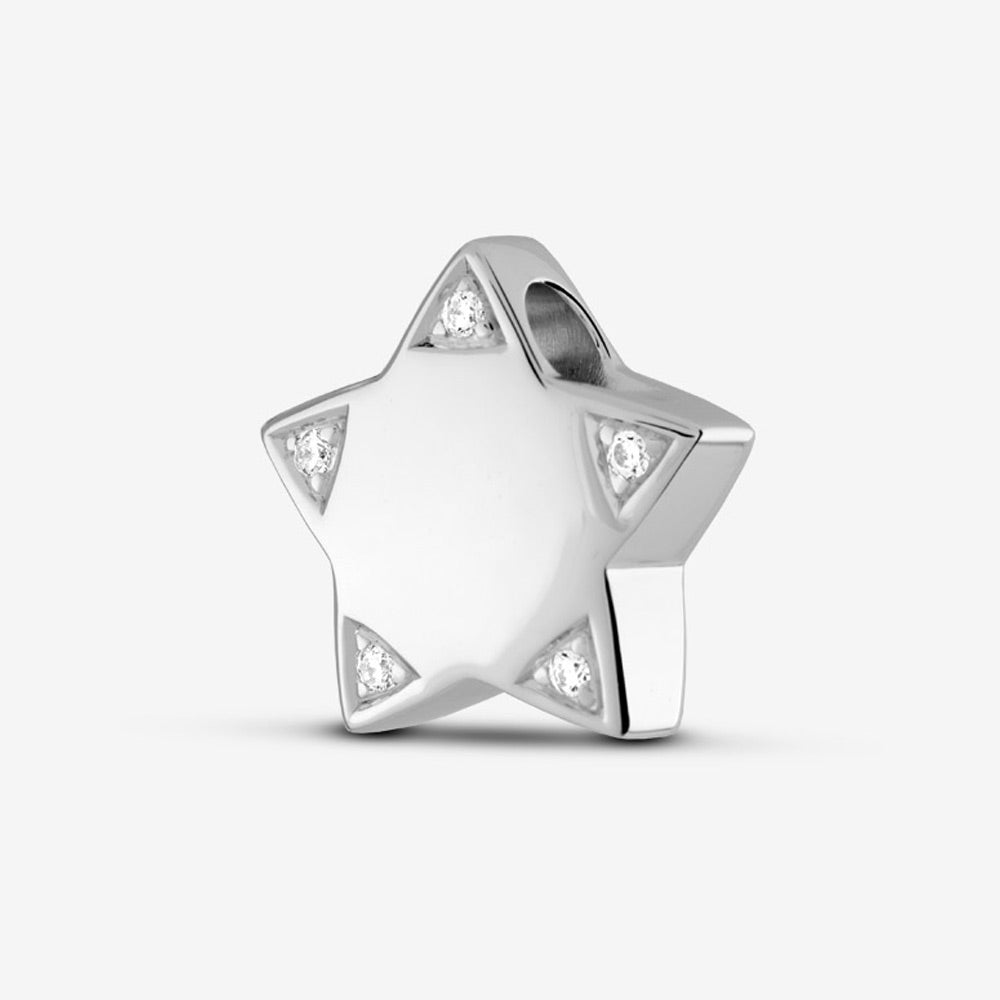Self fill Crystal Star Memorial Ashes Pendant in Silver