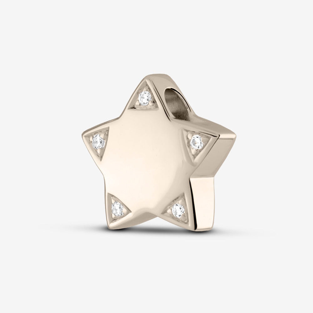 Self fill Crystal Star Memorial Ashes Pendant in White Gold