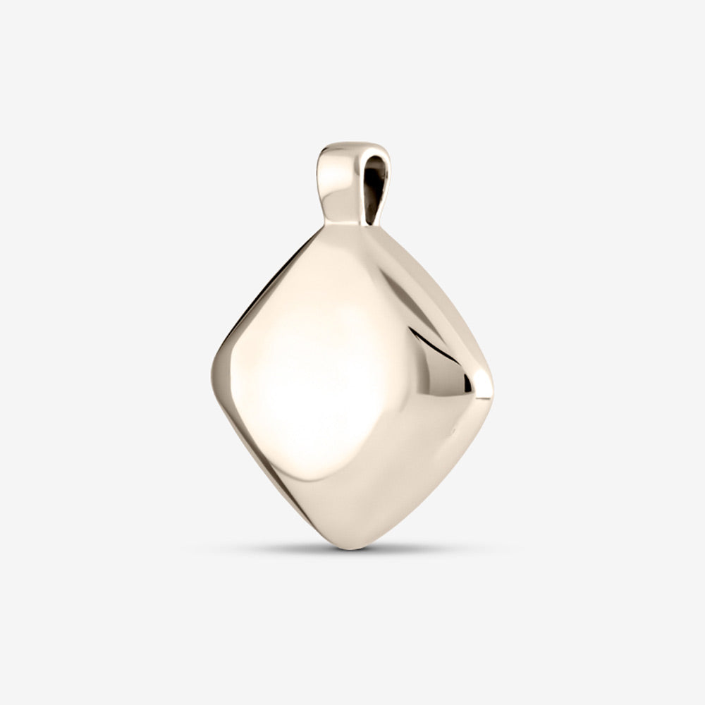 Self fill Glossy Square Memorial Ashes Pendant in White Gold
