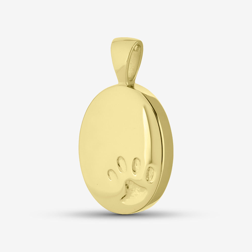 Self fill Paw Print Memorial Ashes Pendant in Gold