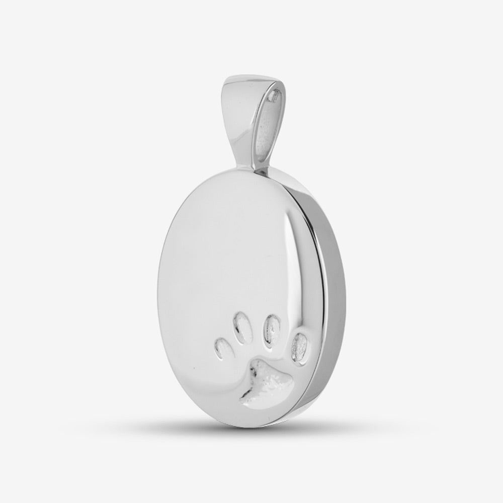 Self fill Paw Print Memorial Ashes Pendant in Silver