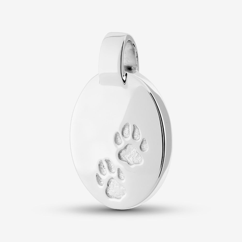 Self fill Paw Print Set Memorial Ashes Pendant in Silver