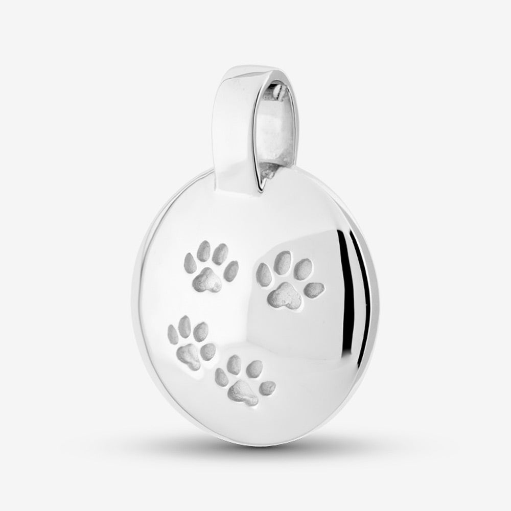 Self fill Paw Prints Memorial Ashes Pendant in Silver