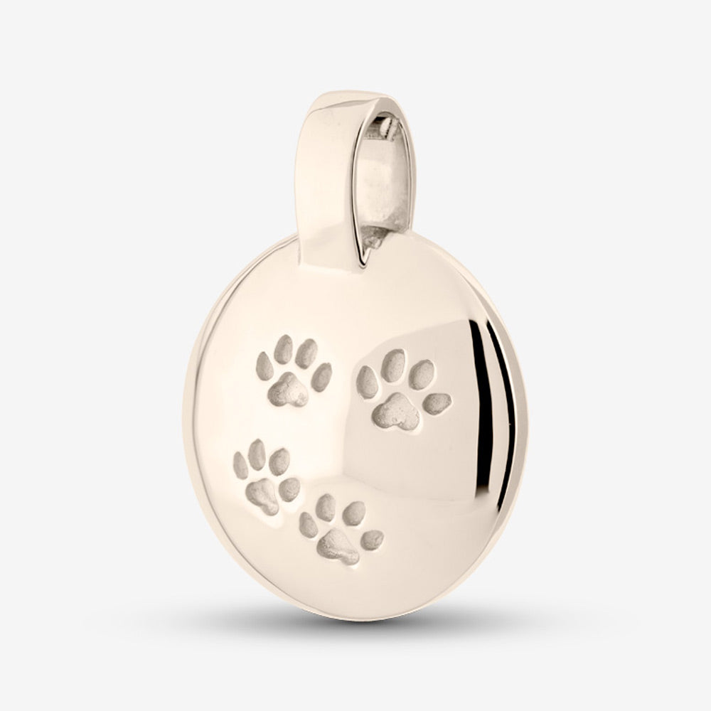 Self fill Paw Prints Memorial Ashes Pendant in White Gold