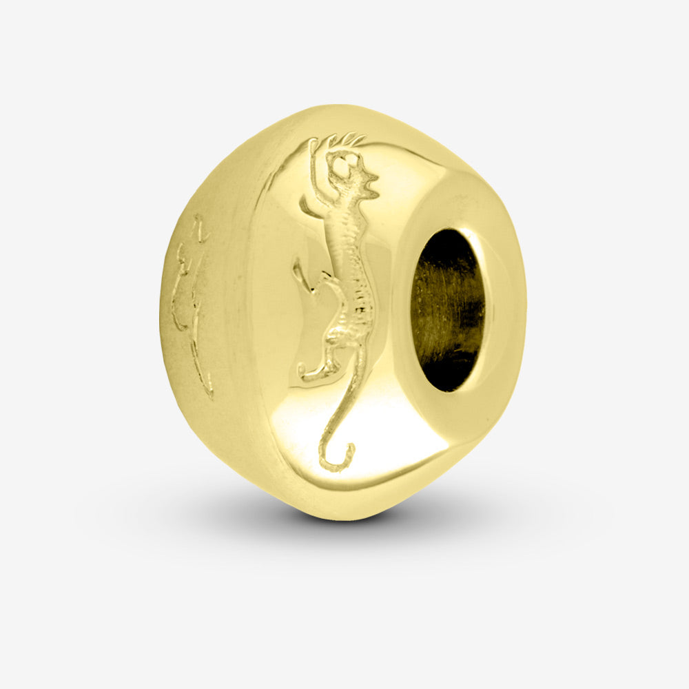Self fill Round Cat and Mouse Memorial Ashes Charm Bead in Gold