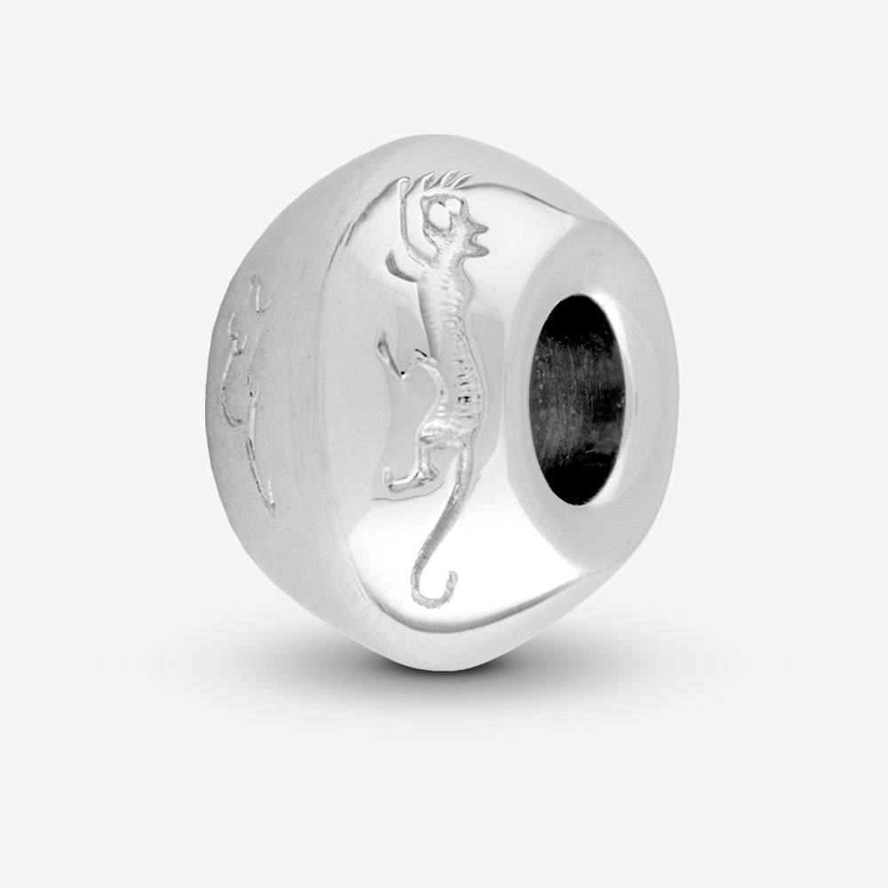 Self fill Round Cat and Mouse Memorial Ashes Charm Bead in Silver