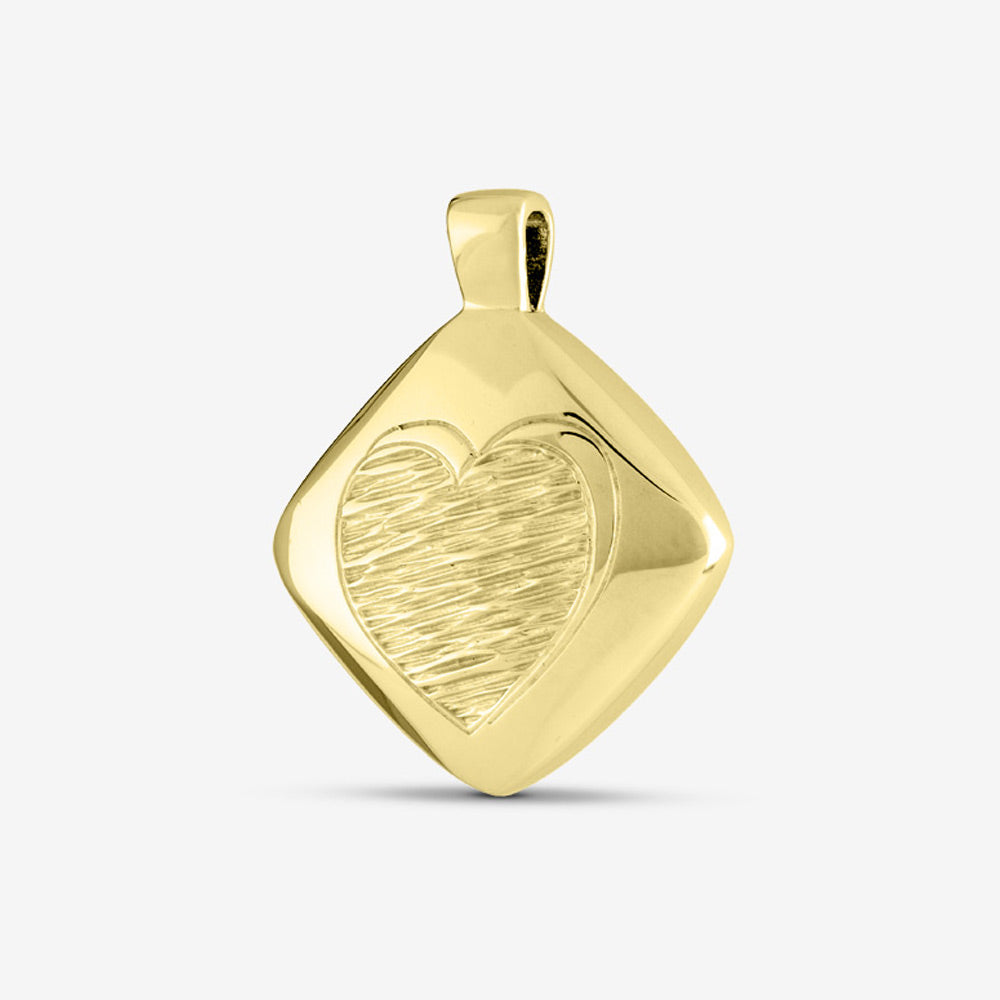 Self fill Square Heart Memorial Ashes Pendant in Gold