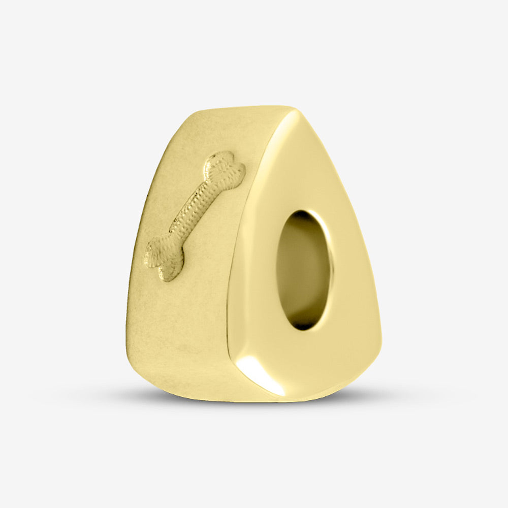 Self fill Triangular Dog Bone Memorial Ashes Charm Bead in Gold