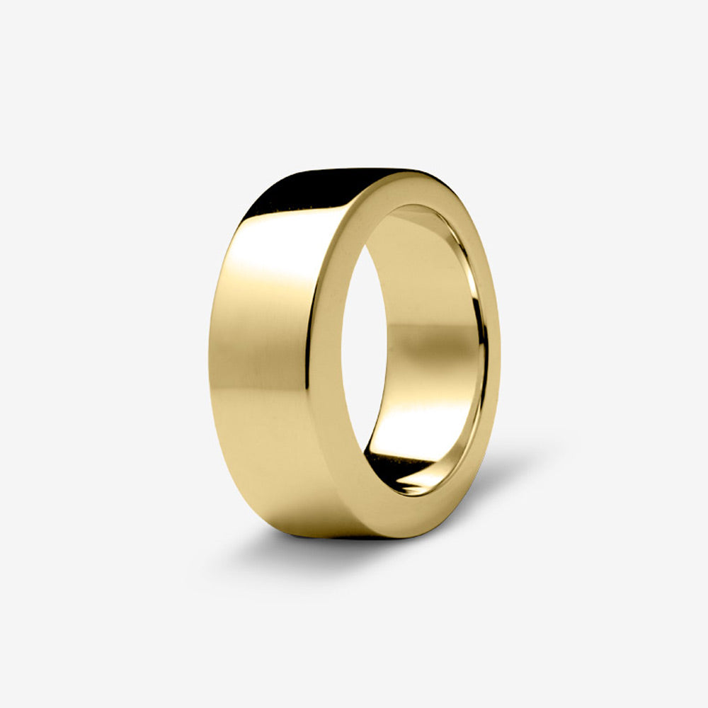 Self fill Wide Glossy Memorial Ashes Ring Gold