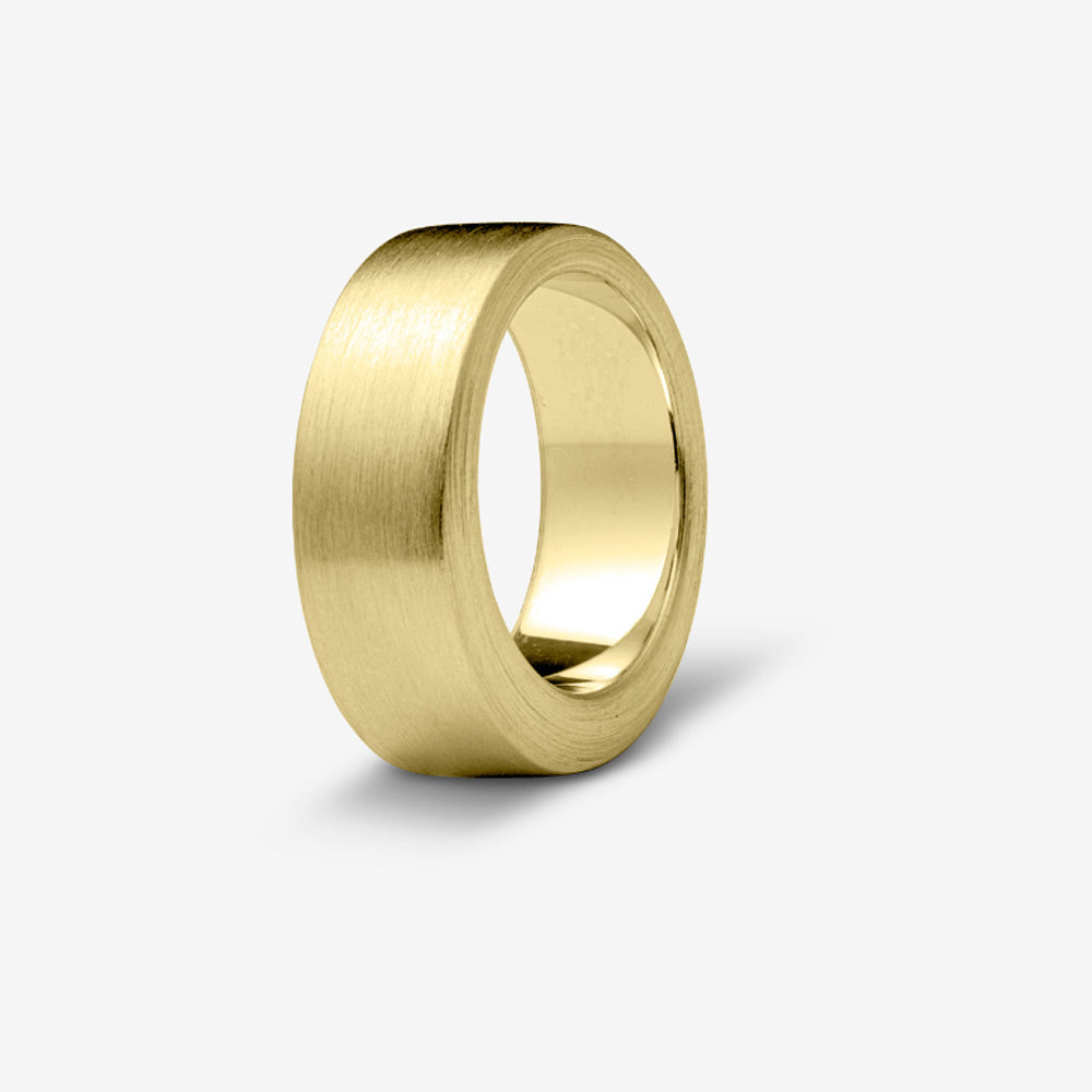 Self fill Wide Matte Memorial Ashes Ring in Gold