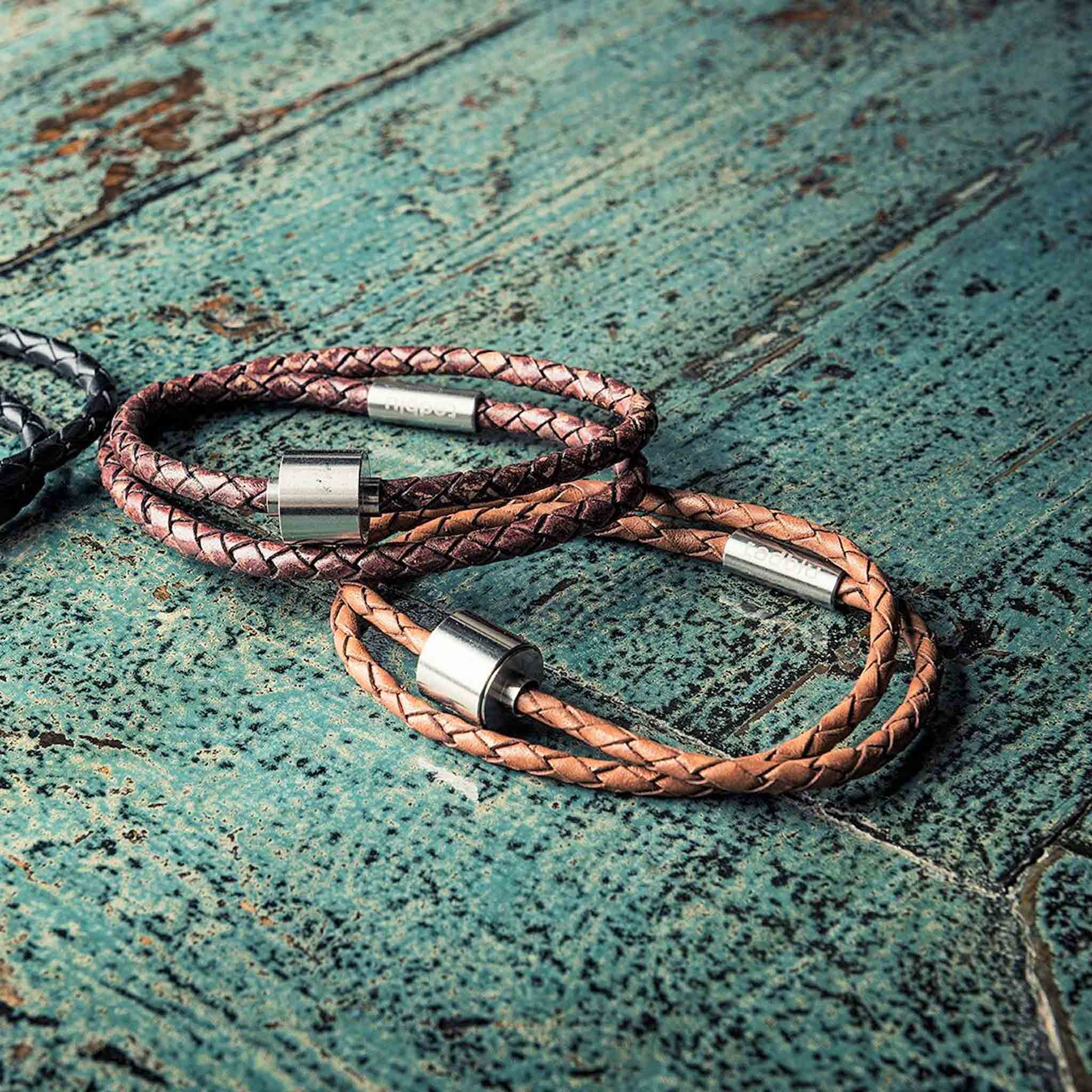 Braided leather hot sale wrap bracelet