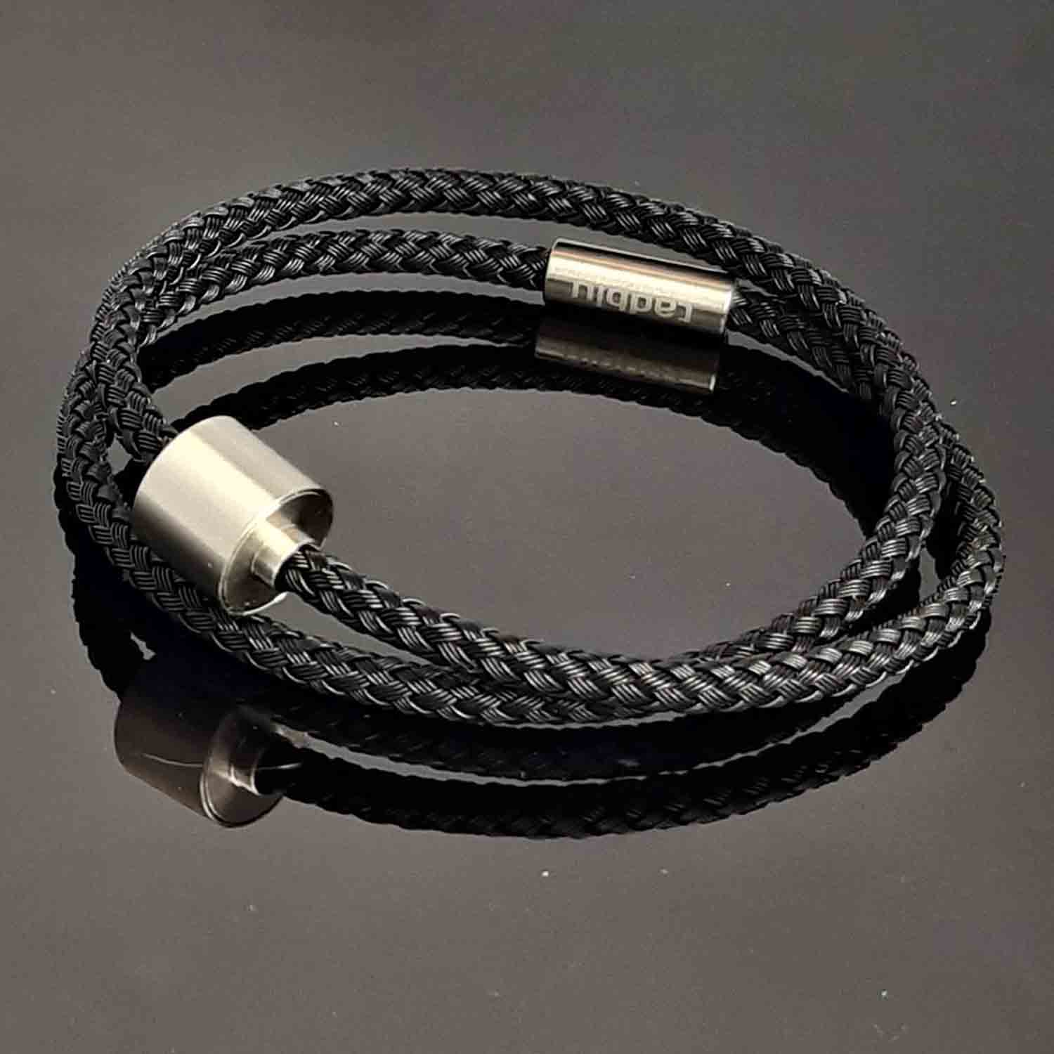 Braided Stainless Steel Ashes Bracelet for Men in Black