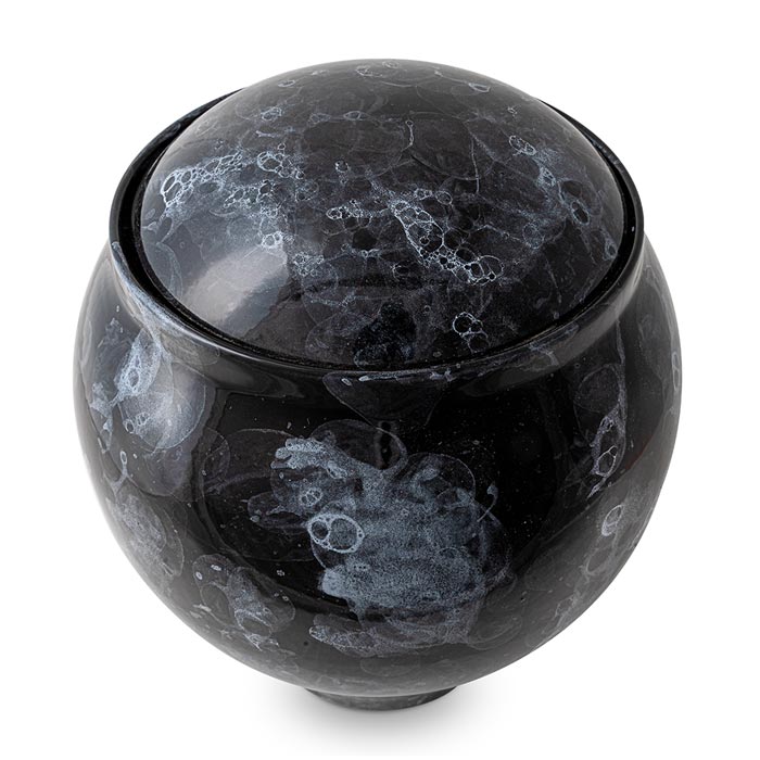 Freckled Classic Cremation Urn for Ashes Black Top View