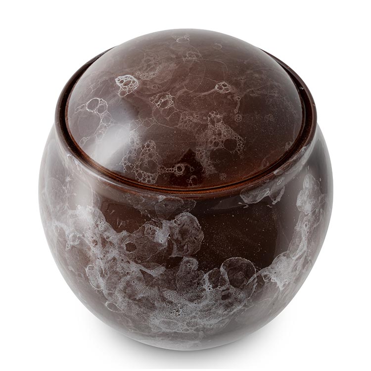 Freckled Classic Cremation Urn for Ashes Brown Top View
