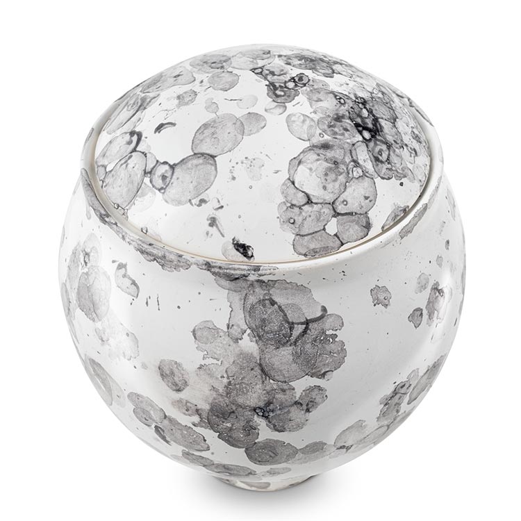 Freckled Classic Cremation Urn for Ashes White Top View